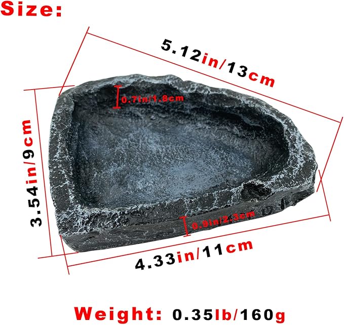 Reptile Water Dish Food Bowl, 2 Pack Reptile Feeding Dish Corner Bowl Terrarium Bowls for Bearded Dragon Lizard Frog Gecko Tortoise Hermit Crab