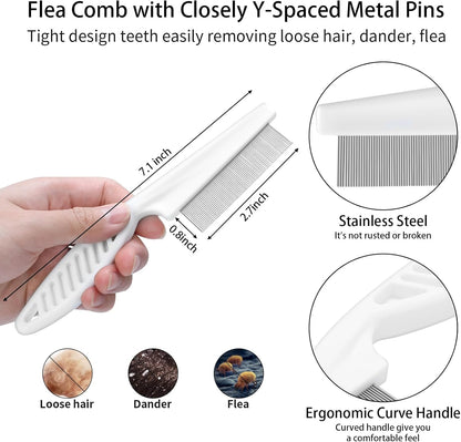 5 PCS Dog Grooming Brush Kit – Self Cleaning Slicker Brush for Shedding Short & Long Haired Dogs & Cats. Removes Loose Fur, Undercoat, Mats, Tangles. Suit for Small, Medium & Large Pets. Blue