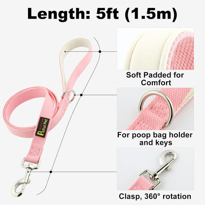 Plutus Pet Cotton Dog Harness and Leash Set, Reflective and Soft Padded, Quick Fit Vest Harness, for Small, Medium and Large Dogs, Pink, S