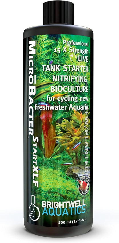 Brightwell Aquatics MicroBacter Start XLF - Concentrated Freshwater Nitrifying Bacteria - Quick Start Fish Tank Starter, Lift Microbe Levels & Water Filtering - Aquarium Water Treatments, 16.9 fl oz