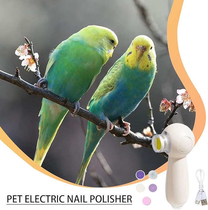 Parrot Beak Trimmer | Noiseless Rechargeable Beak Trimmer - Gentle Grooming Tool, Nail Trimming Machine with 6 Grinding Heads for Budgerigars