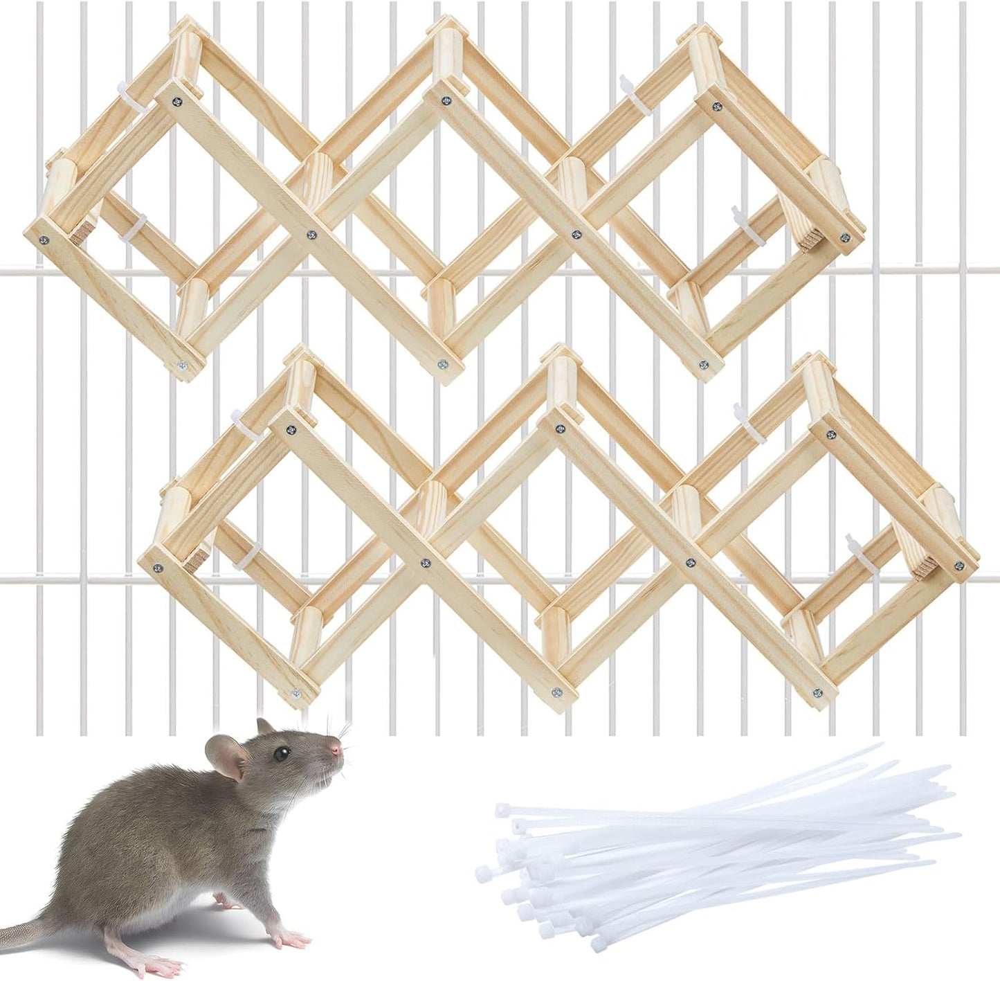 Wooden Rat Climbing Toys, Natural Pet Rat Cage Accessories Climbing Ladder, Fancy Rats Enrichment Toys Activities, Hanging Rodent Toy for Pet Rats in Cage Playing Chewing (S, 2pcs)