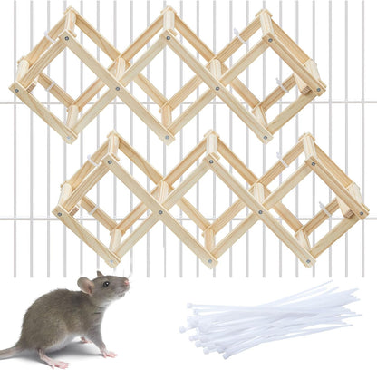 Wooden Rat Climbing Toys, Natural Pet Rat Cage Accessories Climbing Ladder, Fancy Rats Enrichment Toys Activities, Hanging Rodent Toy for Pet Rats in Cage Playing Chewing (S, 2pcs)