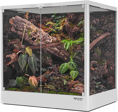 Reptile Glass Terrarium 24"x18"x24" 45 Gallon Knock-Down Dual-Locking Security Mesh Ventilation Durable Aluminum Frame Modern Design