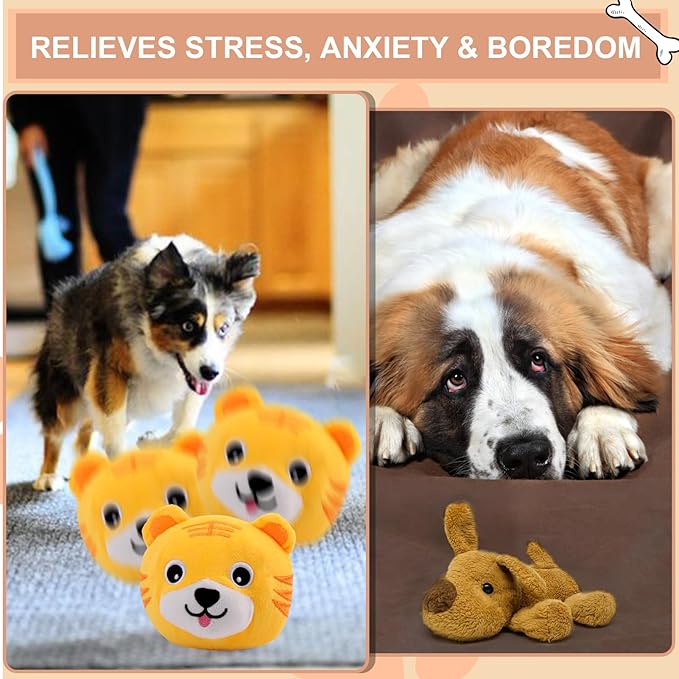 BABORUI Interactive Dog Toys Tiger, Jumping Squeaky Dog Toys with Recording and Music Modes, Rechargeable Moving Dog Chew Toys for Small/Medium/Large Dogs to Keep Them Busy(Tiger)