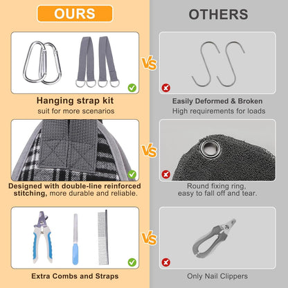 BEAUTYZOO Dog Grooming Hammock, Medium Dog Sling for Nail Trimming, Dog Hanging Harness for Claw Care with Thick Fabric Neck Support Wide Strap Restraint Cat Grooming Hammock, Black L