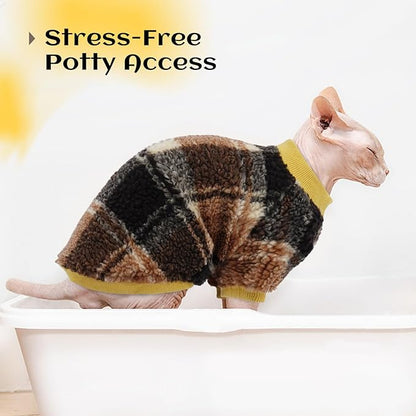 Cat Clothes -2 Legged Pullover Cat Sweater Soft Warm Pet Apparel Kitten Clothes for Kittens Only Elastic, Yellow S