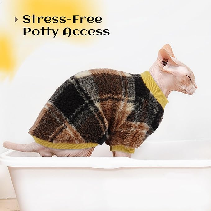 Cat Clothes -2 Legged Pullover Cat Sweater Soft Warm Pet Apparel Kitten Clothes for Kittens Only Elastic, Yellow L