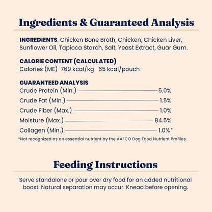 Solid Gold Bone Broth Cat Food Topper - Limited Ingredient Lickable Cat Broth Pouches w/Chicken Protein Shreds & Collagen for Hydration & Gut Support - Easy to Serve Gravy for Cats Meal Topper - 12ct