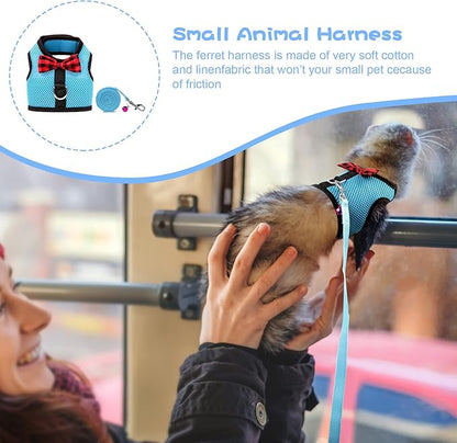 Rypet Animal Harness and Leash - Soft Mesh Pet Harness With Safe Bell, No Pull Comfort Padded Vest for Small Pet Blue M