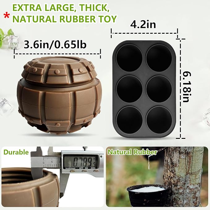 Yipetor Treat Dispensing Dog Toy, Long-Lasting Durable Large Dog Toys, Freezable Fillable Rubber Dog Toys, DIY Interactive Dog Puzzle Play Toy, Holds Kibble, Stopper+Silicone DIY Treat Tray (Medium)