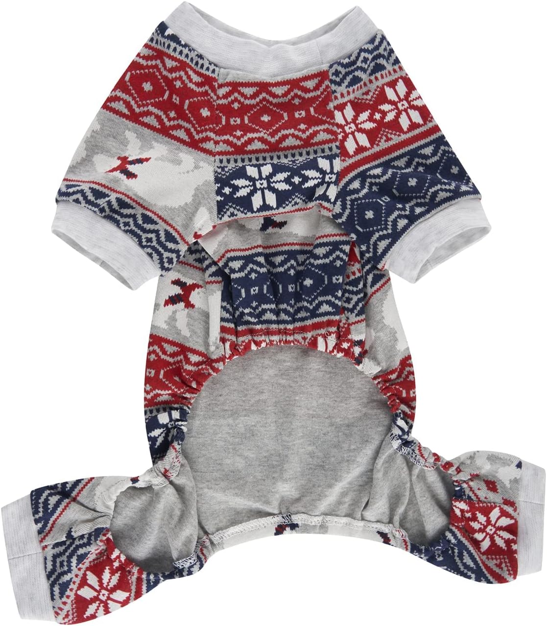 Lanyarco Bear Snowflake Ugly Christmas Clothes for Dogs Pajamas Onesie PJS, Back Length 20" Large