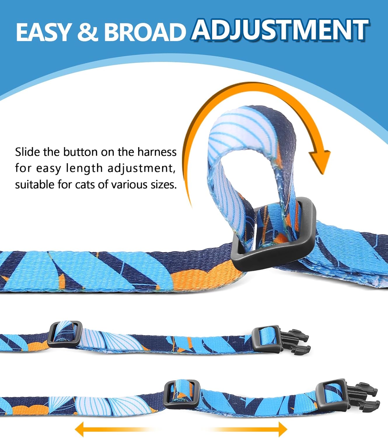 Halypet Cat Harness and Leash Set, Escape Proof [3 in 1 Adjustable & Lightweight] Cat Harness, Safe Kitten Harness for Large Cats Comfortable Soft, Easy to Wear, Walking Outdoor Travel, Medium