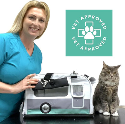 New Premium Soft-Sided 2-in-1 Kittyrama Cat Carrier & Home Hideaway – Vet-Recommended Calming Den, Dual-Use Lounge & Travel Carrier with SBS Zippers, Airline-Approved Under-Seat Fit