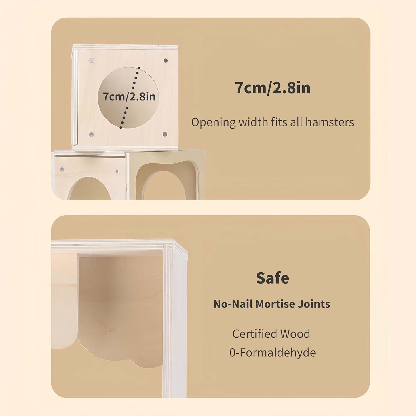 Marchul Hamster Hideout Wooden House Chamber Small Animals Pets Tunnel Exploring Toys for Dwarf Hamsters, Syrian Hamsters, Gerbils, Hedgehogs, Rats, Mice (Study Room)