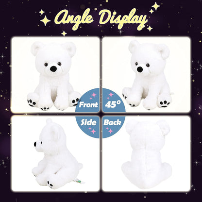 Hopearl LED Plush Polar Bear Lighting Up Stuffed Animal Floppy Night Lights Glow in The Dark Birthday Festival for Kids Boys Girls Toddlers, White, 11''