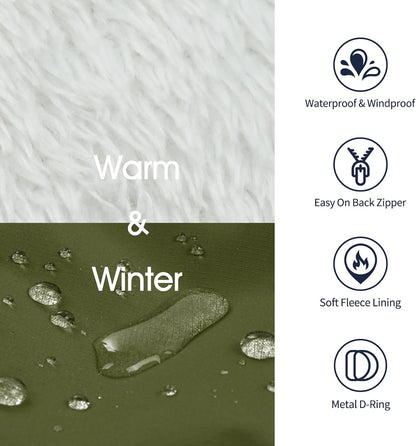 IECOii Dog Coats for Small Dogs Winter Harness Zip Up - Green,XSmall - Warm Fleece Lined Small Dog Winter Coat with D Ring,Waterproof Puppy Coats Dogs Snow Jackets Snowsuit Chihuahua Papillon Maltese