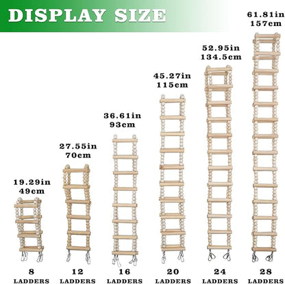Bird Ladder Bridge, Wooden Pet Hamster Climbing & Swing Toys, Cage Accessories for Birds Rats Parrots Hamster Squirrel Sugar Gliders Parakeets Cockatiels - 20 Steps - 45.3 x 3.14 Inch