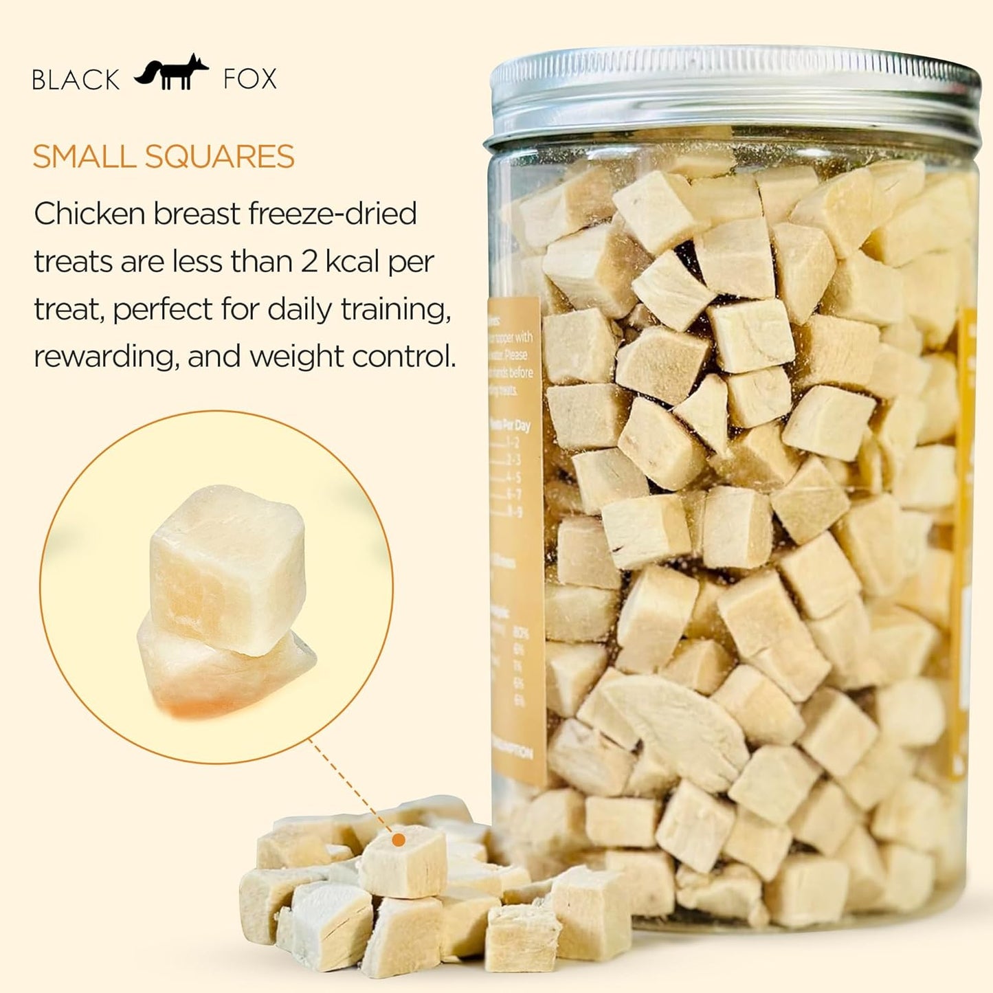 BLACK FOX Freeze-Dried Chicken Breast Training Treats for Dogs and Cats | 330 Treats, 4oz Single Ingredient, Raw, Healthy, All Natural, Human Grade, Recyclable Packaging