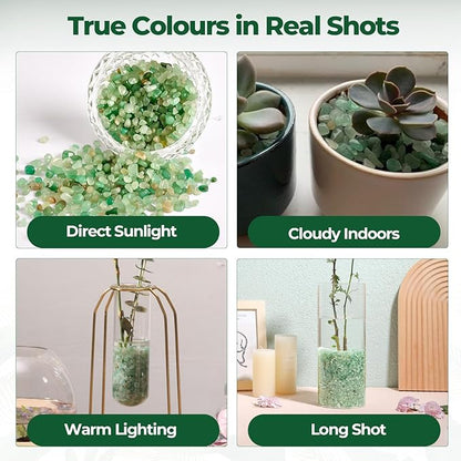 T4U Crystal Chips Stone Crushed Quartz Jade Pebbles 1LB - Fluorite Tumbled Gravel Small Decorative Pebbles Bulk, Mini Polished Rocks Sand Pieces for Crafts, Vases Filler, Plants, Aquarium Gravel Rocks