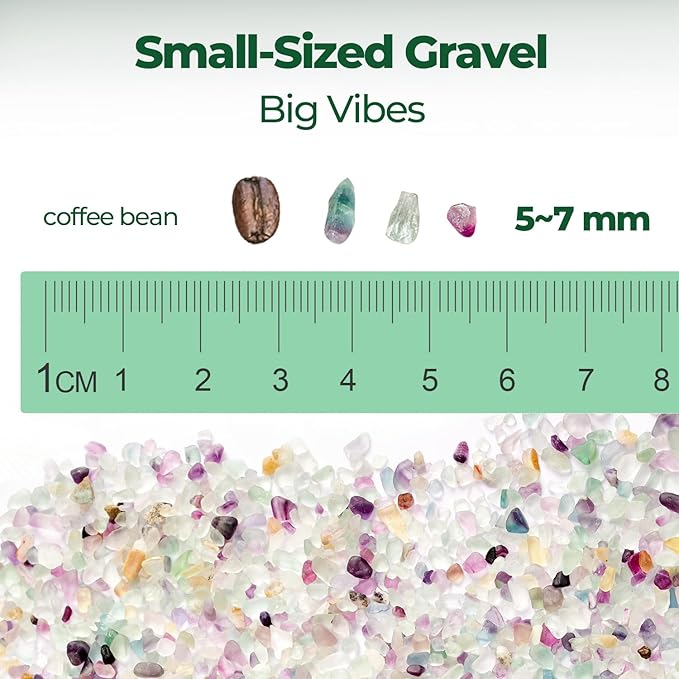 T4U Crystal Chips Stone Crushed Quartz Glass 1LB - Fluorite Tumbled Gravel Small Decorative Pebbles Bulk, Mini Polished Rocks Pieces for Crafts, Vases Filler, Succulent Plants, Aquarium Gravel Rocks