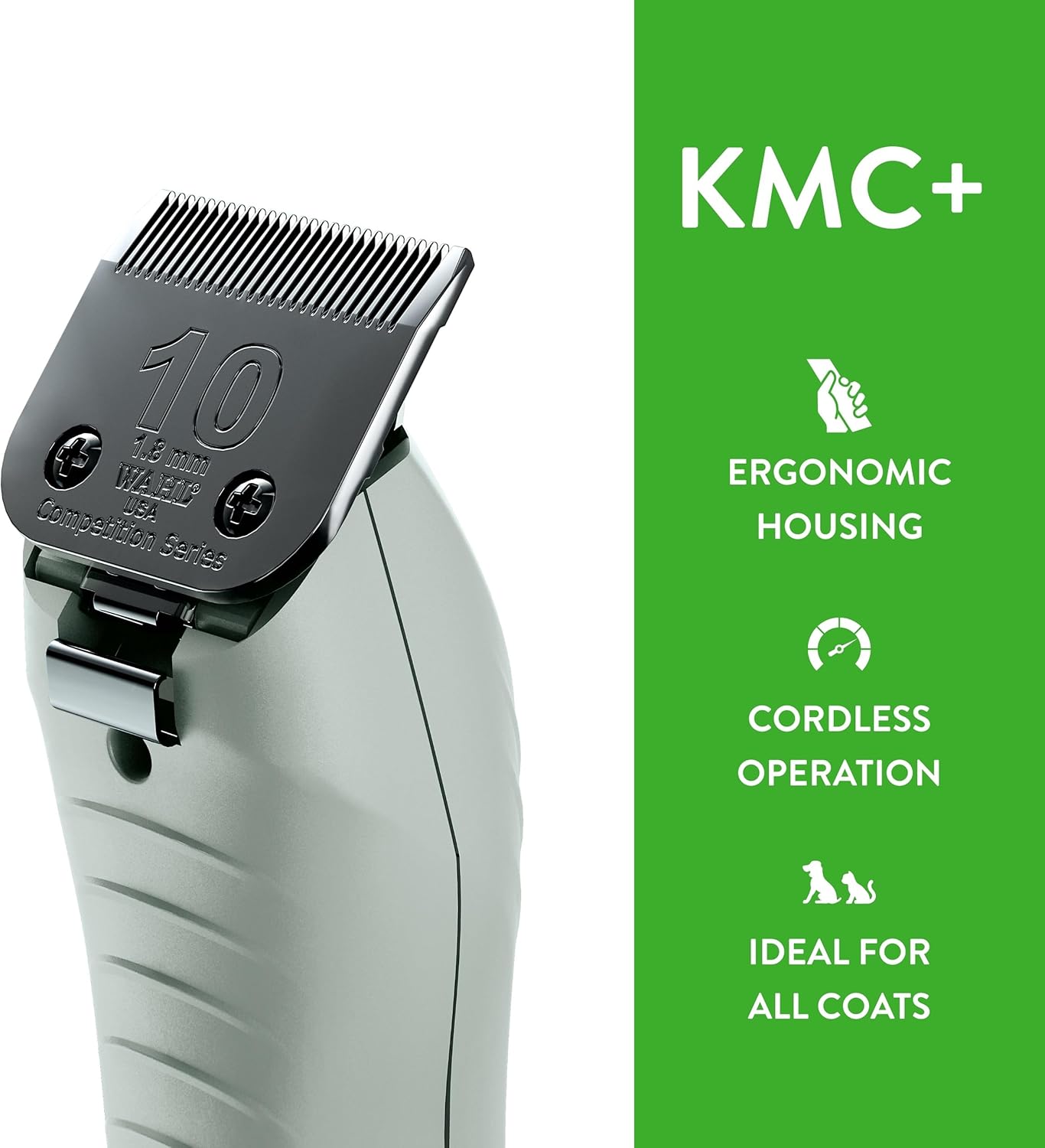 Wahl Professional Animal KMC+ 2-Speed Cordless Clipper (3025661) - Detachable Blade Pet & Dog Clipper Kit - Patented Ergonomic Housing Design - Sage
