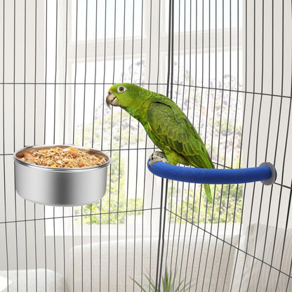 Pet Food Water Bowl with Clamp Holder Stainless Steel Coop Cup Hanging Feeder for Dog Bird Parrot Cat Rabbit (L)
