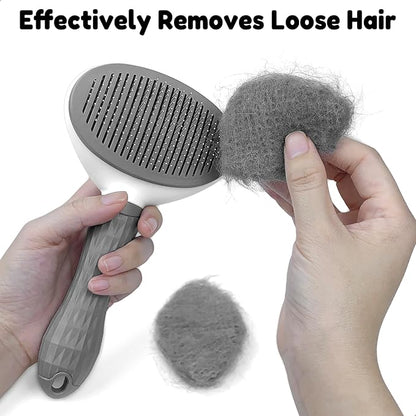 Self Cleaning Cat Brush Dog Hair Brush for Shedding, Self Cleaning Pet Grooming Brush, Skin Friendly Grooming Tool, Pet Hair Removal Comb Suitable for Dog Cat and Rabbit