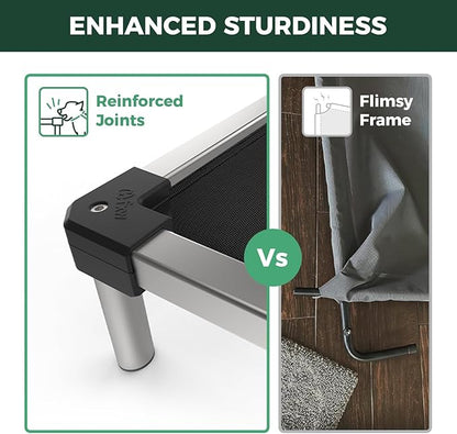 FXW TitanNest Chew-Proof Elevated Dog Bed, Raised Cot for Indoor/Outdoor/Camping Use, Durable & Waterproof Cooling Pet Bed with Exclusive Cover for Toy Dogs, 24.0" L x 20.0" W x 4.1" H, Black