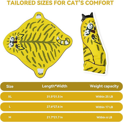 Cat Grooming Wrap for Cutting Nails, 27.6" Anti-Escape Calming Cat Swaddle Wrap for Medicine, Nail Clipping, Teeth Brushing, Ear Cleaning, Self-Adherent Burrito Restraint, (Tiger Print, L)