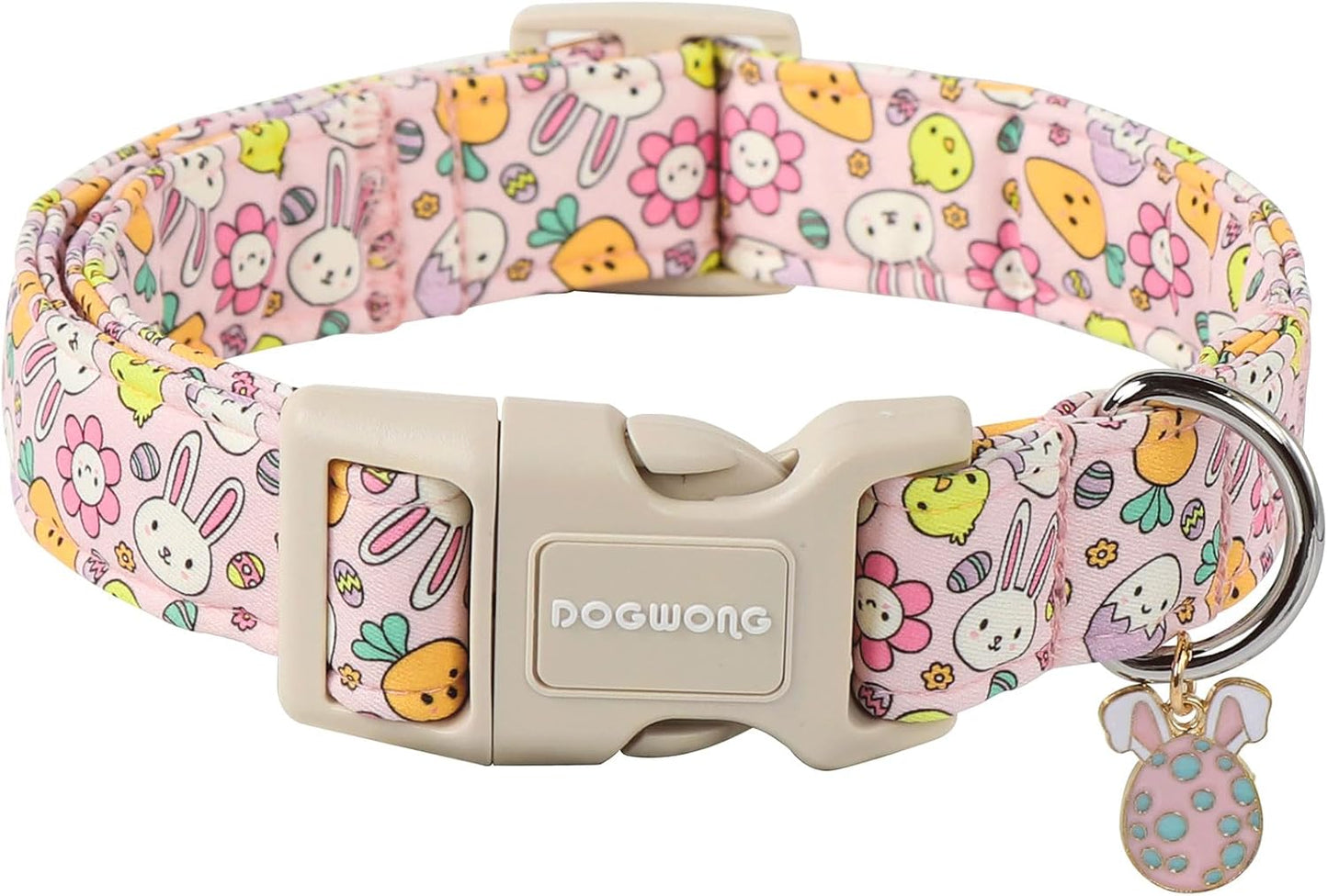 DOGWONG Easter Dog Collar, Cute Egg Bunny Dog Collars, Adjustable Easter Pet Collars Design Dog Collar with Quick Release Buckle for Small Dogs