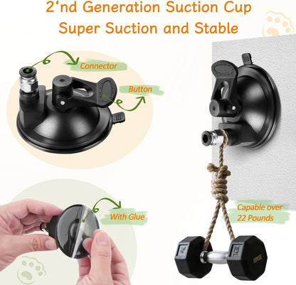 Cat Wand Toy, Interactive Kitten Feather Toys Self Play, Cat Teaser for Indoor Cats Reusable Suction Cup Toys for Indoor Cats Kittens Play Exercise