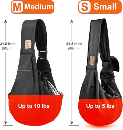 Tomkas Dog Sling Carrier for Small Dogs Puppy Carrier for Small Dogs (Black, for Pets Weight 2-7 lbs)