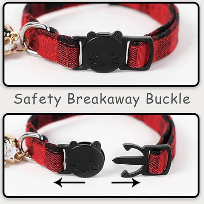 Unique style paws 2 Pack Christmas Kitten Collar Breakaway with Bell & Pendant, Adjustable Safety Cat Cotton Collars for Girl Boy Cats and Small Pets