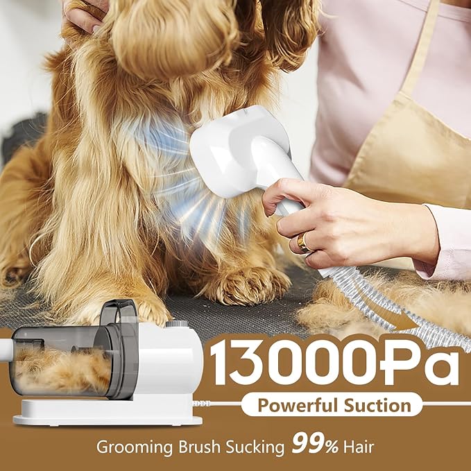 Dog Gromming Vacuum, Pet Grooming Kit with Pet Clipper, Dog Vacuum for Shedding Grooming, 2.5L 6-in-1 Low Noise Grooming Kit for Dogs Cats at Home
