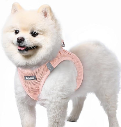 rabbitgoo Small Dog Harness, Step-in Soft Mesh Puppy Vest with Safety Buckle, Breathable Reflective Pet Harness for Small Sized Dogs, Pink S
