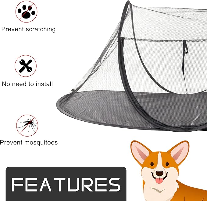 Outdoor Cat Enclosures, Portable Cat Tent for Bearded Dragon, Dogs and Small Animals, Cat Outdoor Tent with Foldable Bag(Black)