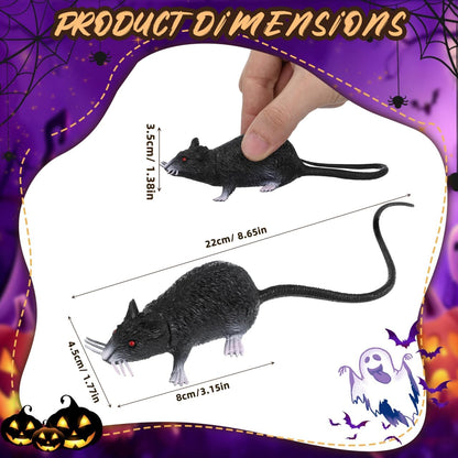 PRETYZOOM 2PCS Halloween Fake Rat Plastic Squeezable Fake Mouse Realistic Rats for Creepy Decorations Halloween Pranks Props (8.6-inch Included Tail)
