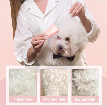 Dog Cat Home Hair Clipper Portable Electric Pet Grooming Kits,Pink,TS006