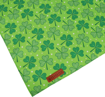 ADOGGYGO St. Patrick's Day Dog Bandana, Green Shamrock Pet Scarf, Adjustable Fit Saint Patrick Bandanas for Large and Extra Large Dogs (X-Large)