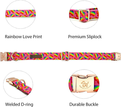 Elegant little tail Dog Collar, Holiday Pet Collar Dog Durable Rainbow Print Dog Collars Girl or Boy Soft Pet Gift Adjustable Dog Collar for Small Medium Large Dogs