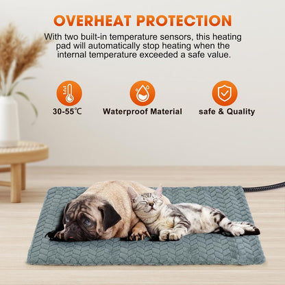 GASUR Extra Large Pet Heating Pad for Large Dogs, Waterproof Dog Heating Pad with Timer Temperature Adjustable, Indoor Heated Electric Pet Bed for Cat Dog, Anti-bite Pet Heated Pad, 47''x28'', XLarge