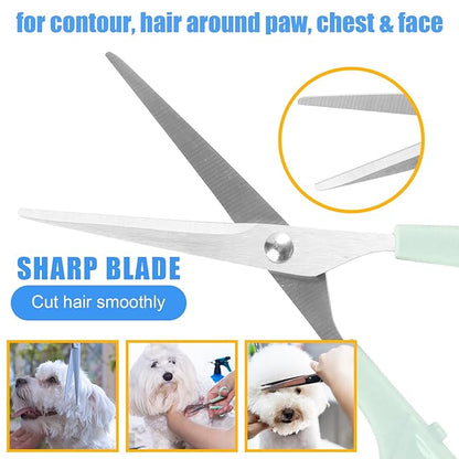 Pet Grooming Kit with Pet Shedding Slicker Brush, Bath Massage for Rabbit, Puppy, Kitten, All Hair Types, Includes Multiple Combinations of Combs and Brushes
