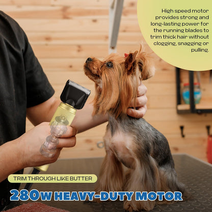 Pet Grooming Clippers 280W for Thick Heavy Coats, 2000-6000rpm Stepless Speed Control & 10ft Power Cord, Low Noise< 50db, Dog Trimmer Kit with Extra Detachable Blade (280W)