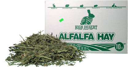 High Desert Alfalfa Hay for Rabbits, Guinea Pigs, Chinchillas & Small Pets – Protein-Rich Natural Hay for Young, Growing Animals – High-Fiber, Hand-Packed, Additive-Free, Grown in USA – 10 lb Box