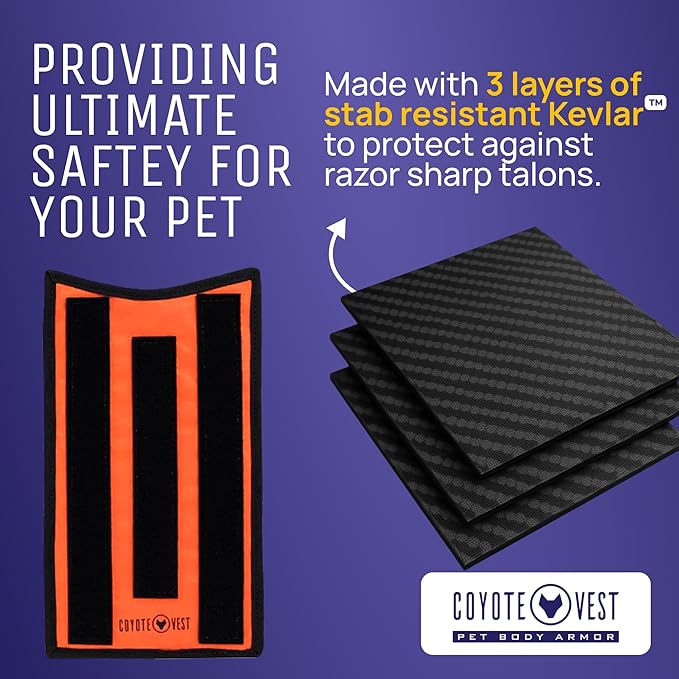 CoyoteVest SpikeVest Dog Harness Vest for Small Dogs, Reflective Dog Vest with Spikes to Shield Your pet from Coyotes, Raptor and Animal Attacks, Anti Hawk Vest, Made in USA (XXS-Fluorescent Orange)