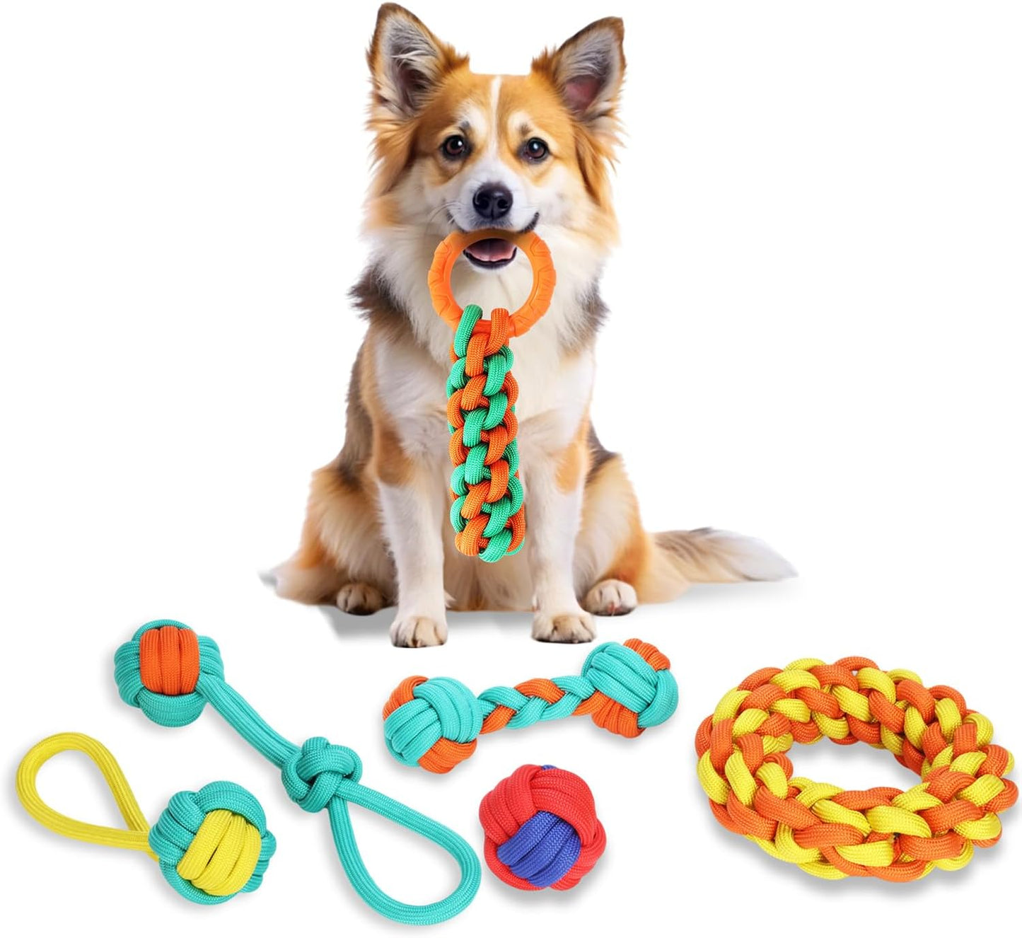 Aitmexcn Dog Rope Toys for Large and Medium Aggressive Chewers, 6 Pack Heavy Duty Dog Rope Toy for Large, Dental Cleaning Chew Toys, Tug Toy for Boredom, 100% Cotton Indestructible Pet Toy