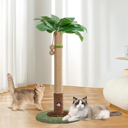 35" Tall Cat Scratching Post, Cat Scratcher for Indoor Cats, Sisal Rope Scratch Post with Hanging Ball and Cat Toys for Kitten Adult Cats