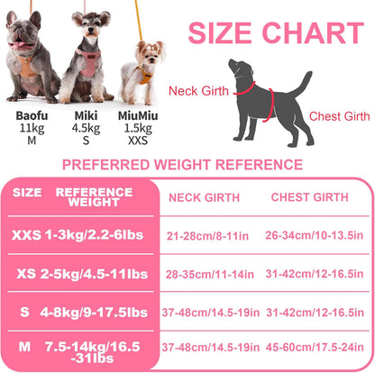 Puppytie No Pull Dog Harness with Multifunction Dog Leash,Soft Adjustable No Choke Escape Proof Pet Harness Vest for Medium Dogs,Suede Bow Pink,M