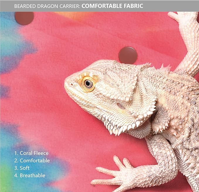 Bearded Dragon Leash and Harness Set, Beardie Carrier, Lizard Adjustable Harness with Leather Wings and Sling Bag, Reptile Small Pet Backpack Batwing Accessories (Pink)